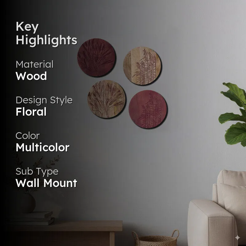 Botanical Rhapsody Wooden Wall Plates - Set Of Four media 2