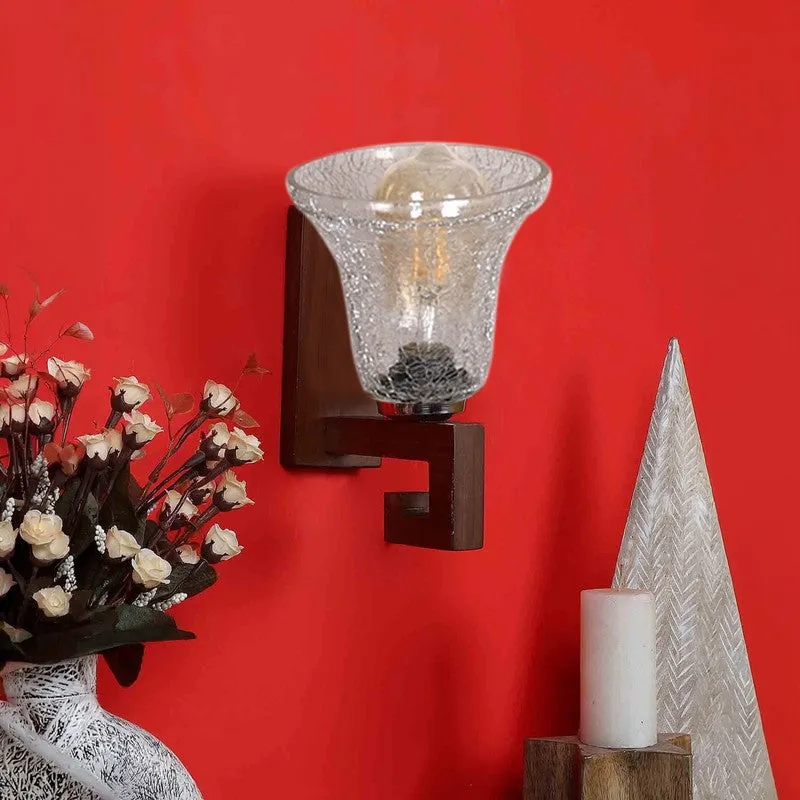 Crystal Flare Walnut Base Glass Wall Lamp media 4