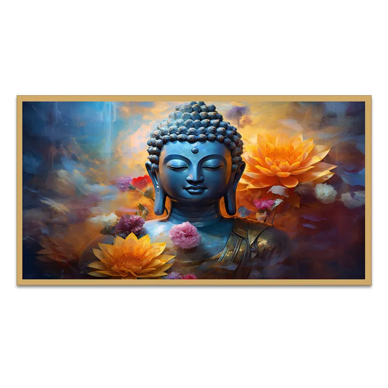 Meditative Buddha Canvas Wall Painting With Frame media 6