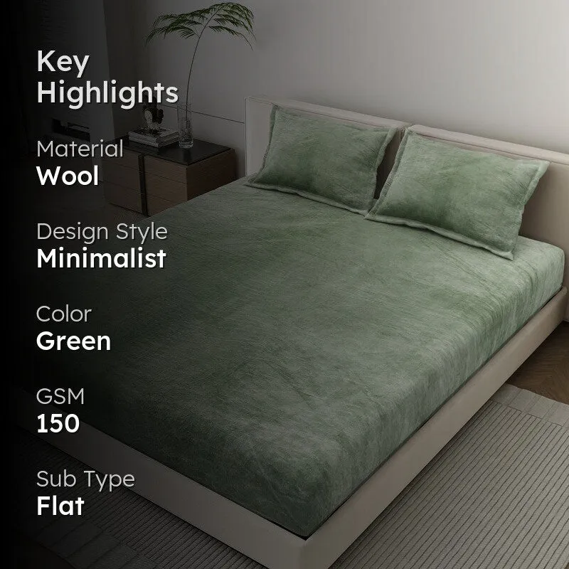 VelvetDream Woolen Bedsheet (Green) - 150 GSM media 2