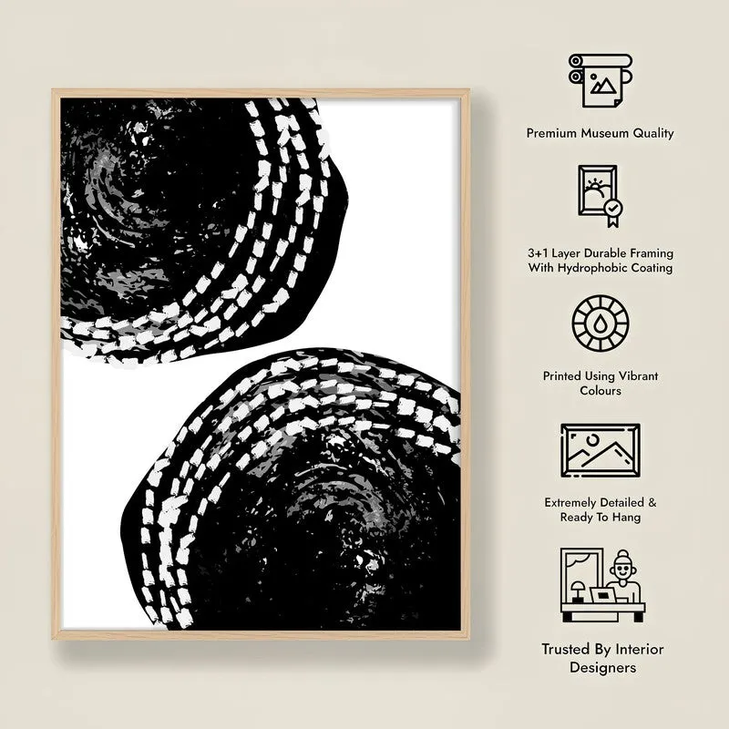 Inky Scribbles Framed Canvas Archival Canvas Wall Painting - Natural Brown Frame media 7