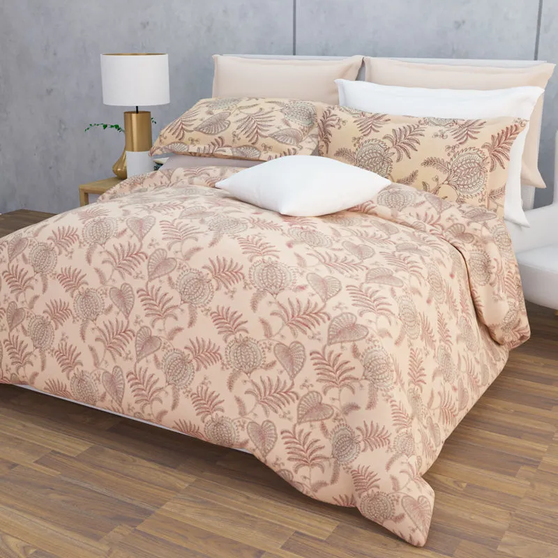 Fern Dreams Cotton Bedsheet (Light Peach) - 144 TC media 8