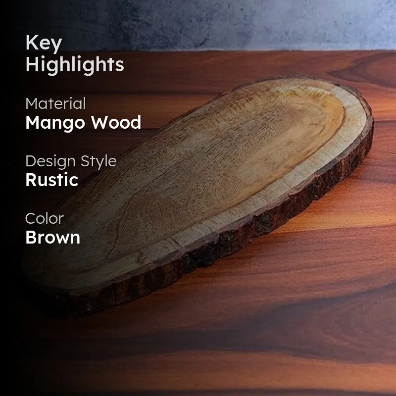 BarkServe Oblong Mango Wood Serving Platter media 2
