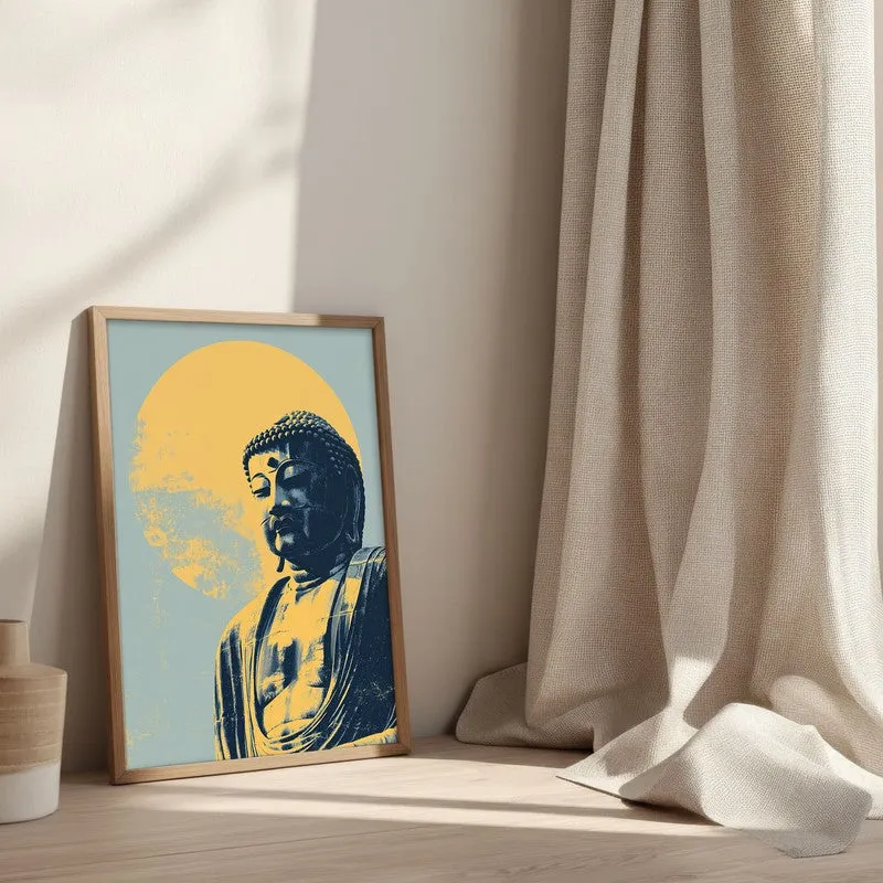 Buddha In Golden Aura V Archival Paper Wall Painting With Brown Frame media 3