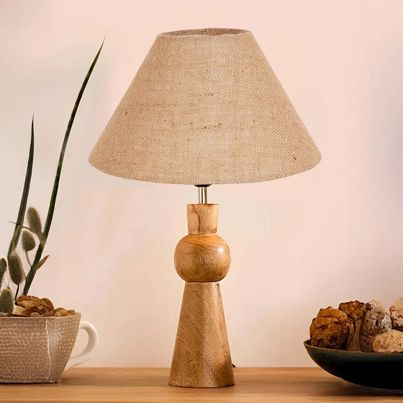 Angler Neo Jute Wooden Table Lamp - Beige,Brown media 2