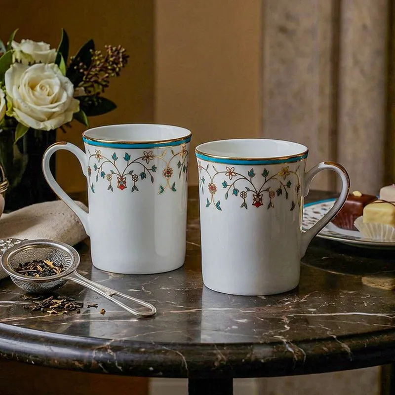 Gilded Mavi Classic 24k Gold Brushed Porcelain Coffee Mug (300 mL Each) - Set Of Six media 3