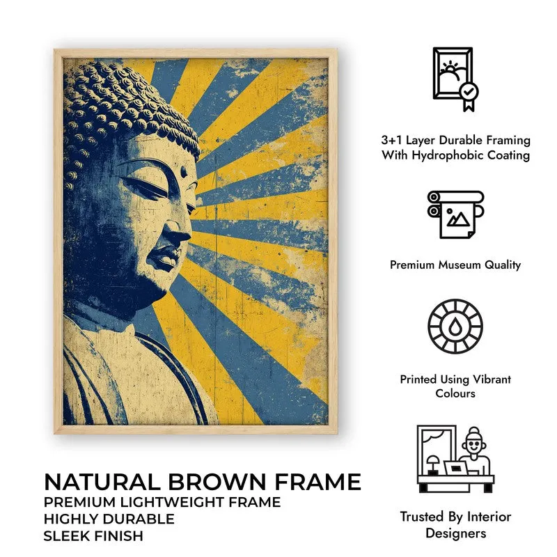 Buddha Celestial Petal III Mandala Archival Paper Wall Painting With Brown Frame media 9