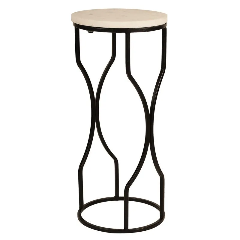 Marble Top Base Aluminum Side Table (Black) - Small media 4