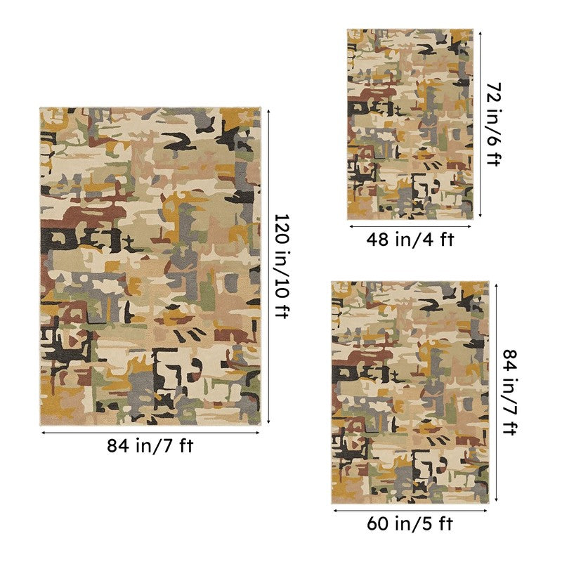 Horus Hand Tufted Abstract Wool & Nylon Carpet - Blue & Green media 15