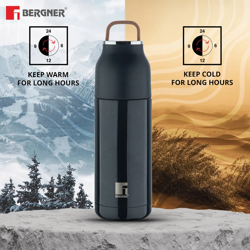 Bergner Walking Aquazest Thermosteel Hot And Cold Flask (Black) - 350 mL media 1