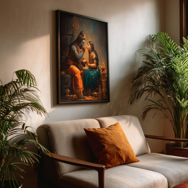 Divine Couple Mahadev and Parvati Blissful Archival Paper Wall Art media 3