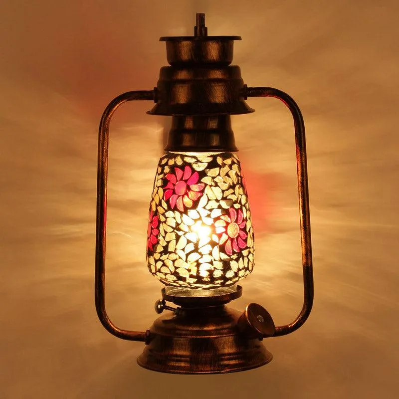 Phoolkari Mosaic Lantern Iron Wall Lamp - Copper media 4