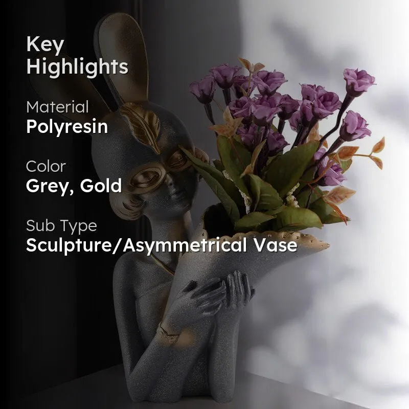 Thaisa Polyresin Vase - Charcoal & Gold media 2