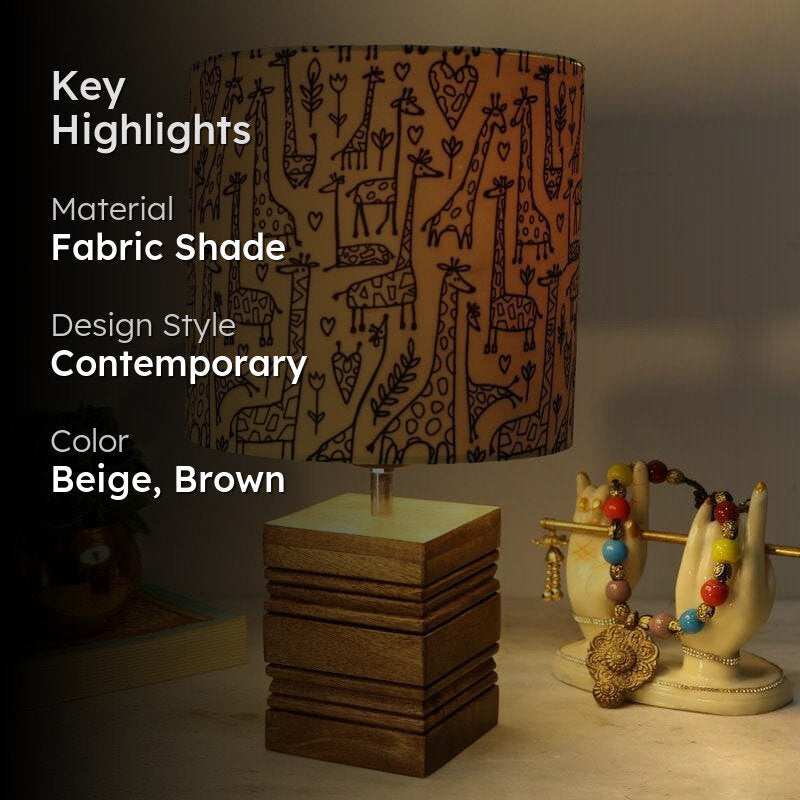 Pyramid Perfection Tall Tales Fabric Table Lamp - Beige,Brown media 2