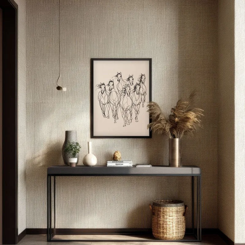 Graceful Horse Lines Wall Painting With Black Frame media 7