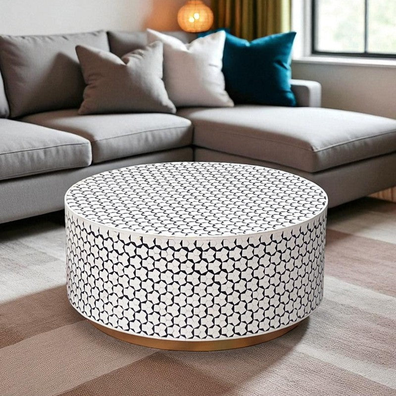 Calixo Bone Inlay Center Table - White