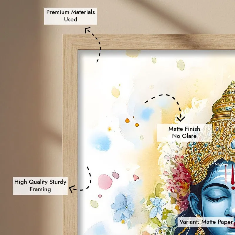 Hari Govinda Spiritual Archival Paper Wall Painting - Natural Brown Frame media 6