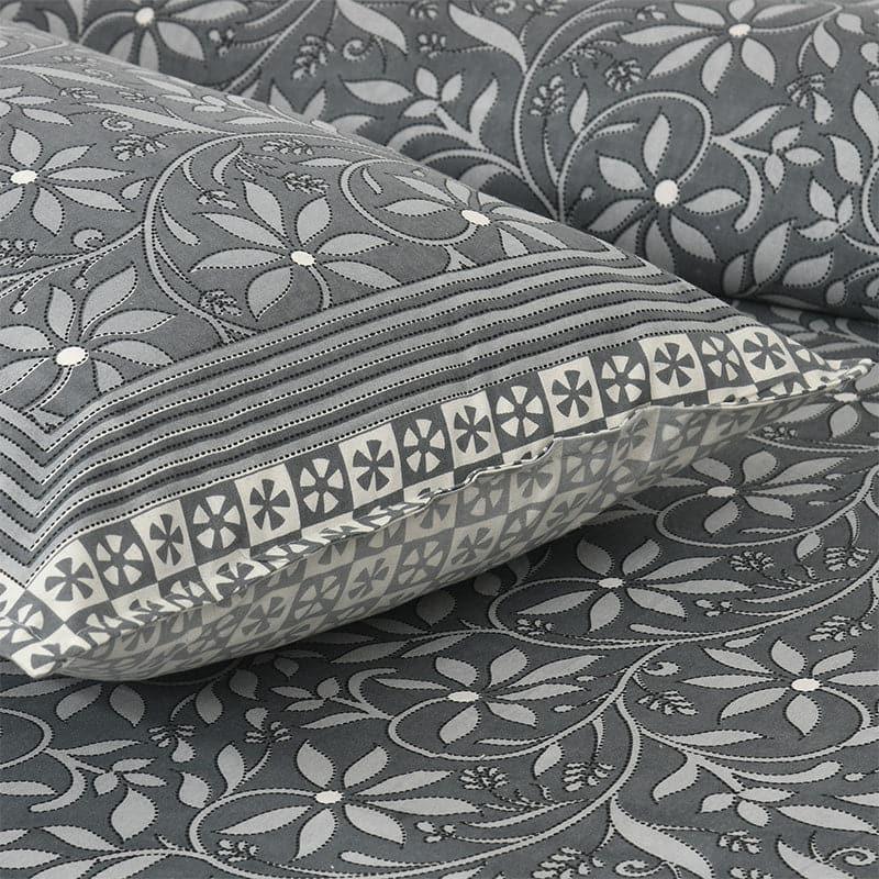 Ivsara Floral Cotton Bedsheet (Grey) - 160 TC media 5
