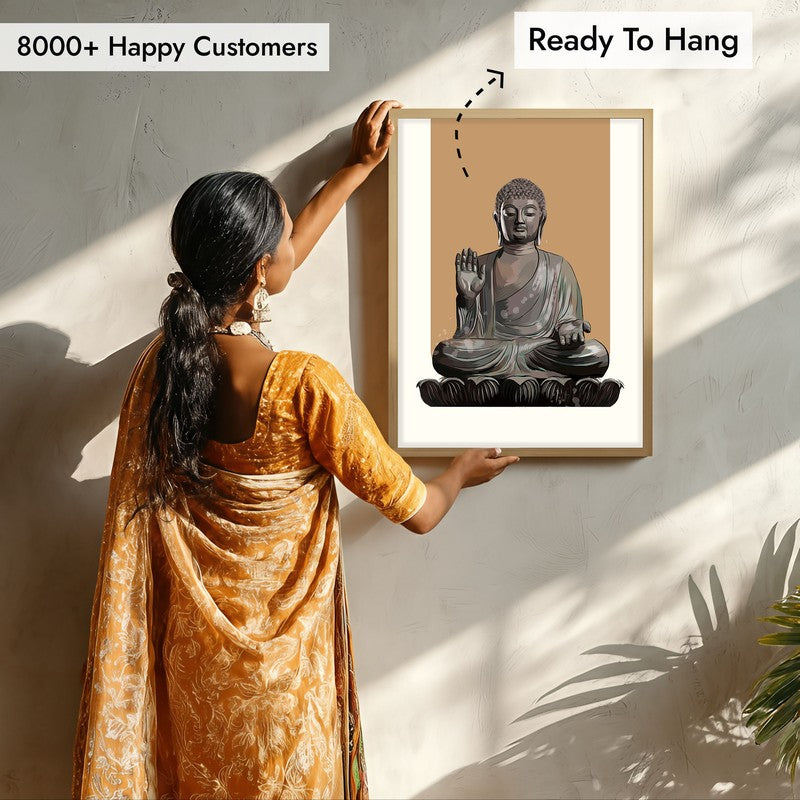Buddha's Boon Archival Paper Wall Art  - Natural Brown Frame media 8