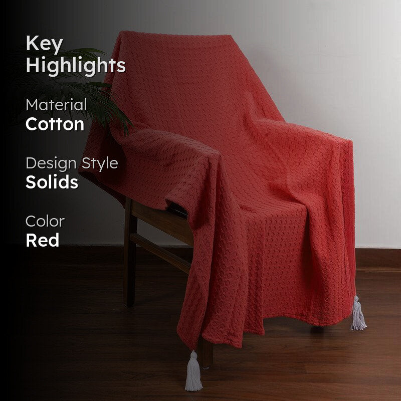 Tender Loom Knitted Cotton Throw - Red media 2