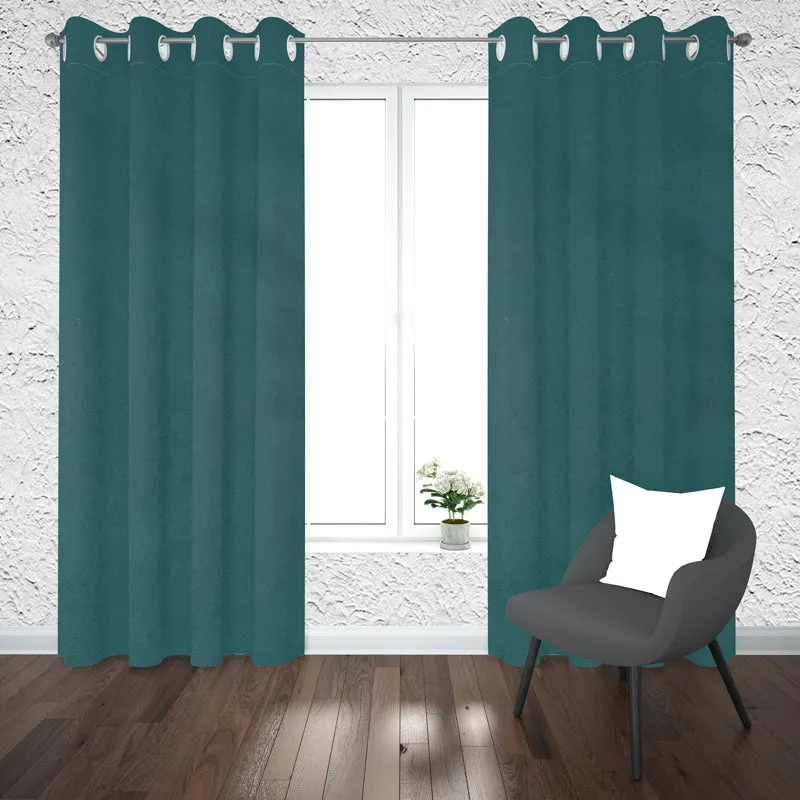Cisco Solid Curtains (Green) - Set Of Two media 1