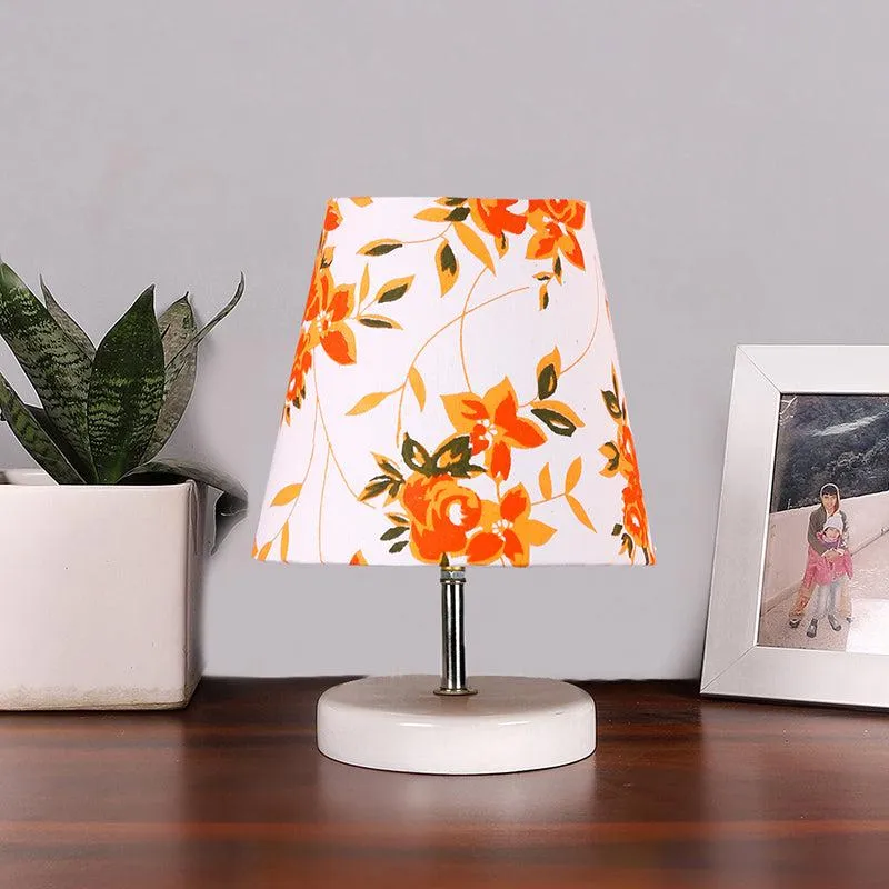 Vero Ibis flora Fabric Table Lamp - White,Orange media 2