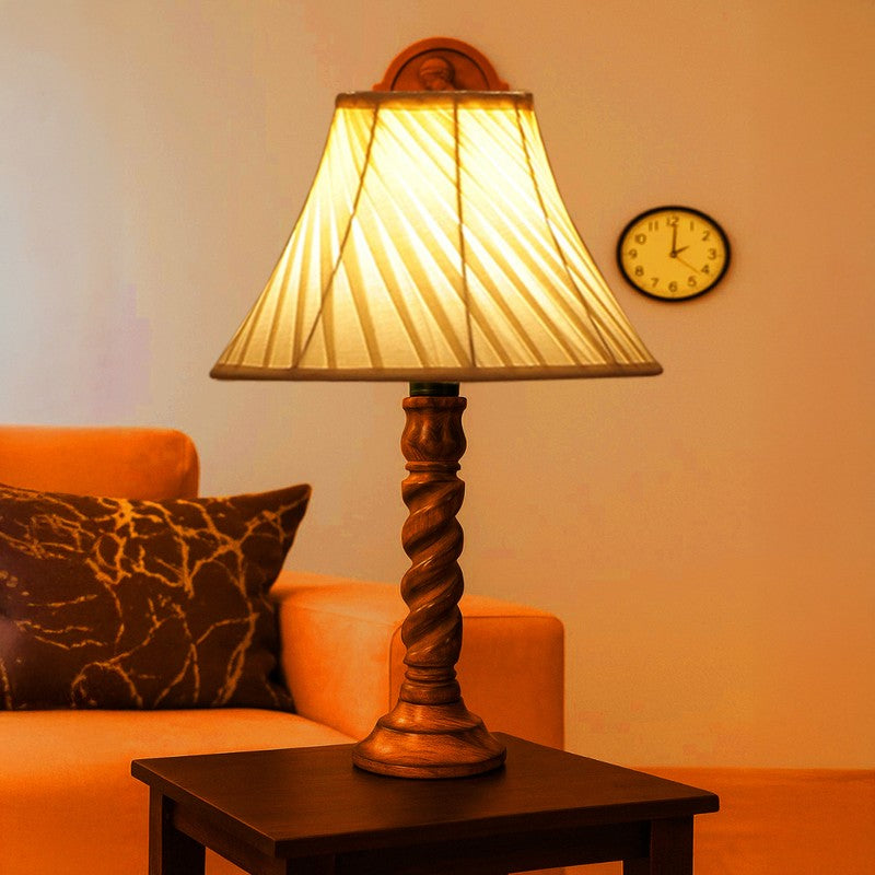 Elvane Vela Wooden Table Lamp - Ivory