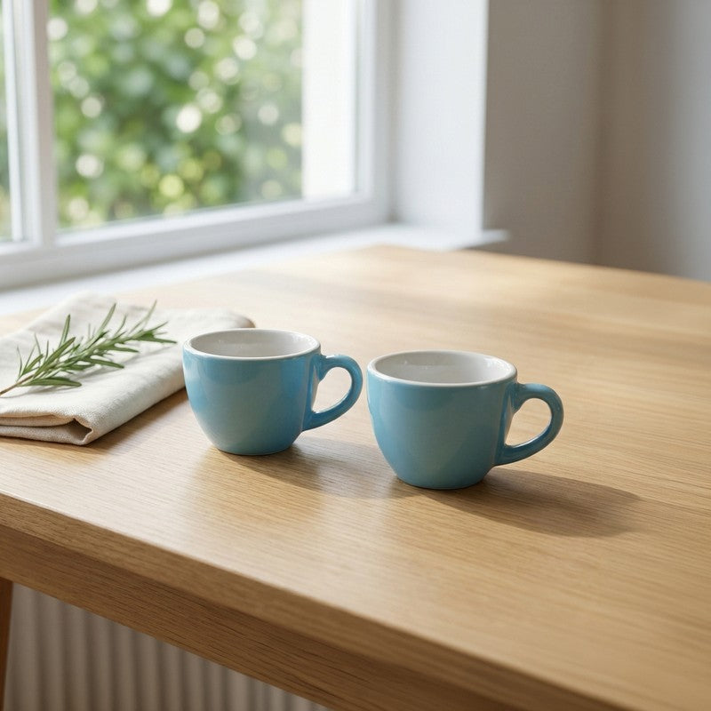 Expresso Ceramic Tea Cup (100 mL/Blue) - Set of Two