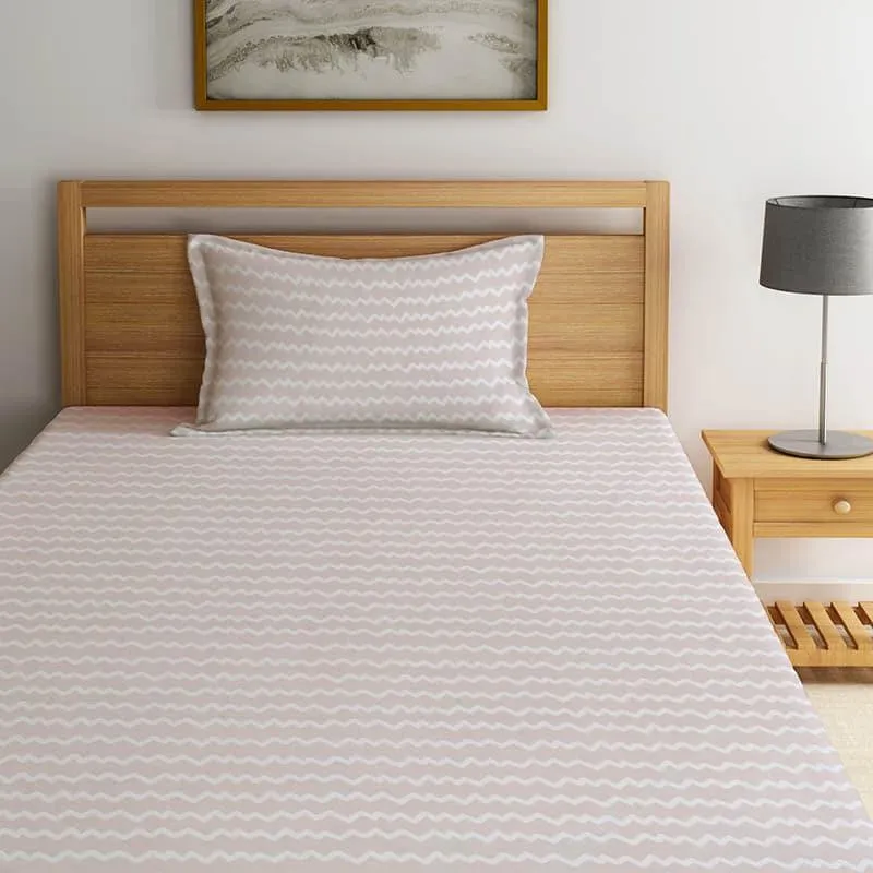 Striped Wonder Bedsheet (Beige) - 150 GSM media 1