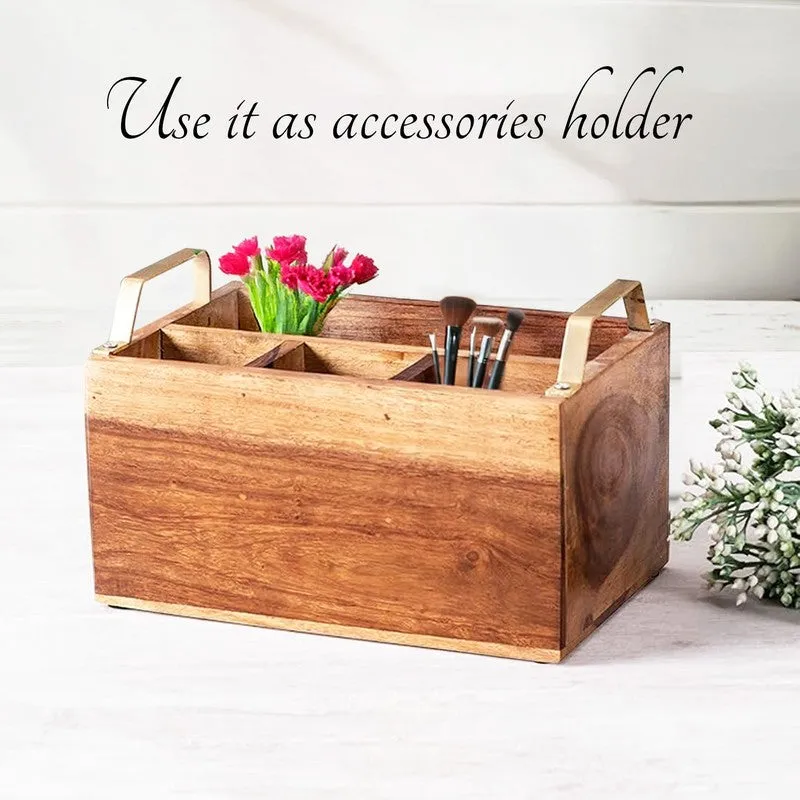Cedar Cutlery Holder - Brown & Gold media 3