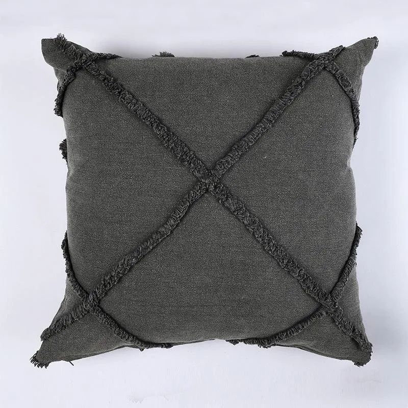 Anuket Tufted Cotton Cushion Cover (Black) - Set Of Two media 3