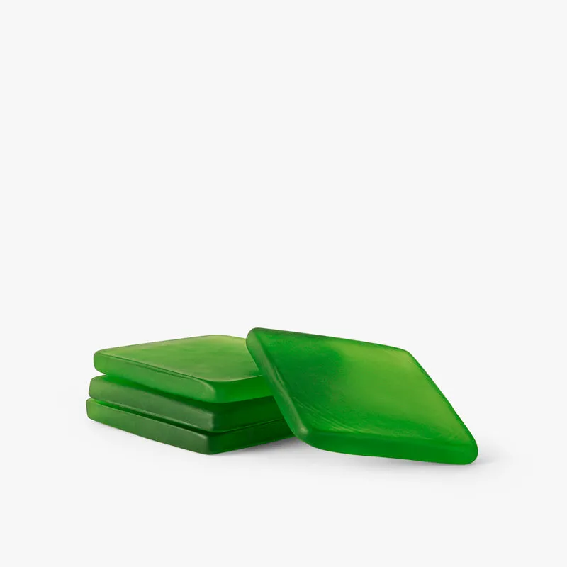 Glossy Diamond Mist Glass Coaster (Green) - Set Of Four media 4