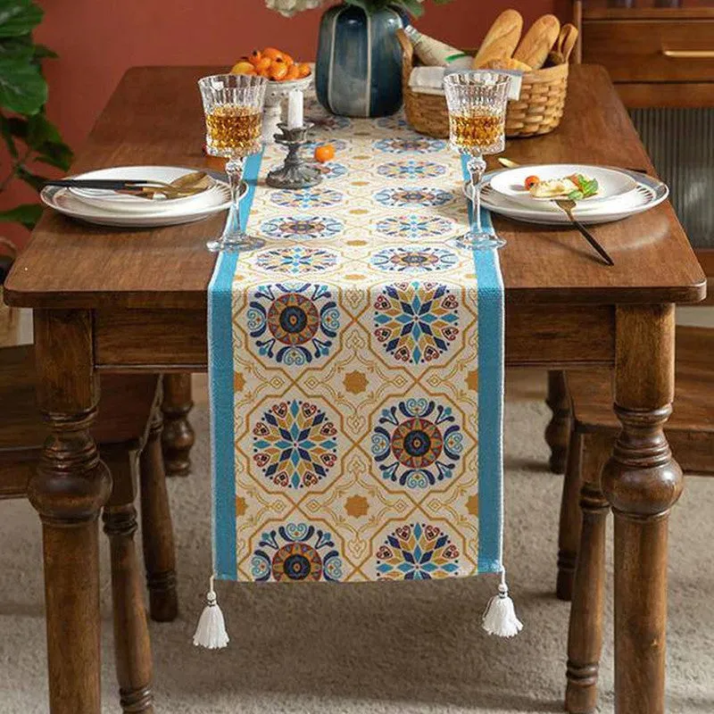 Trayza Tasseled Cotton Table Runner media 3