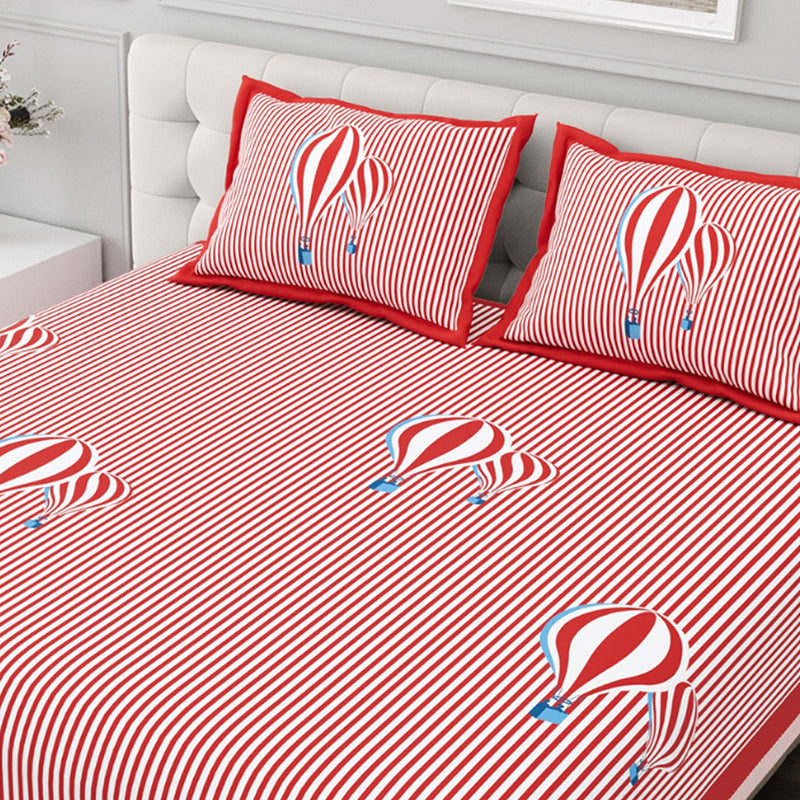 Illusion Stripey Balloon Cotton Bedsheet (Red) - 200 TC media 5