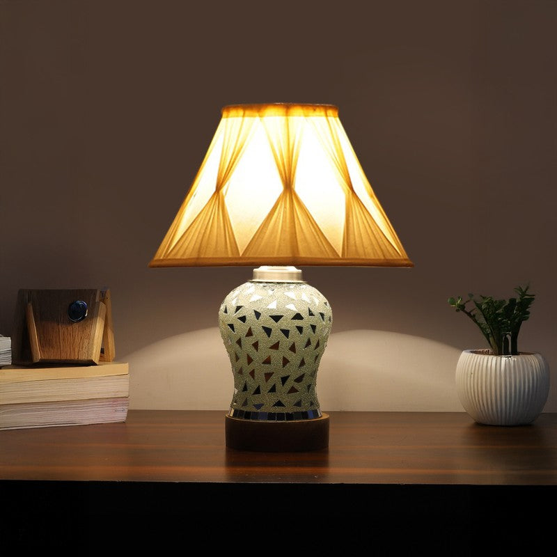 Liora Smocked Wooden Table Lamp - Multicolor