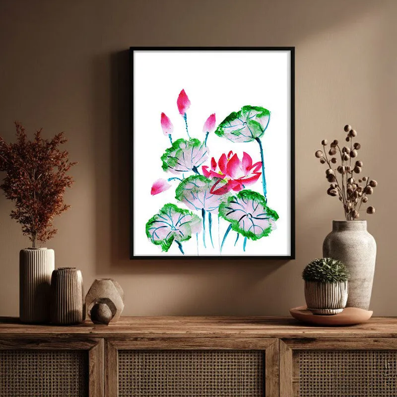 Lotus & Buds Archival Paper Wall Art With Frame media 3