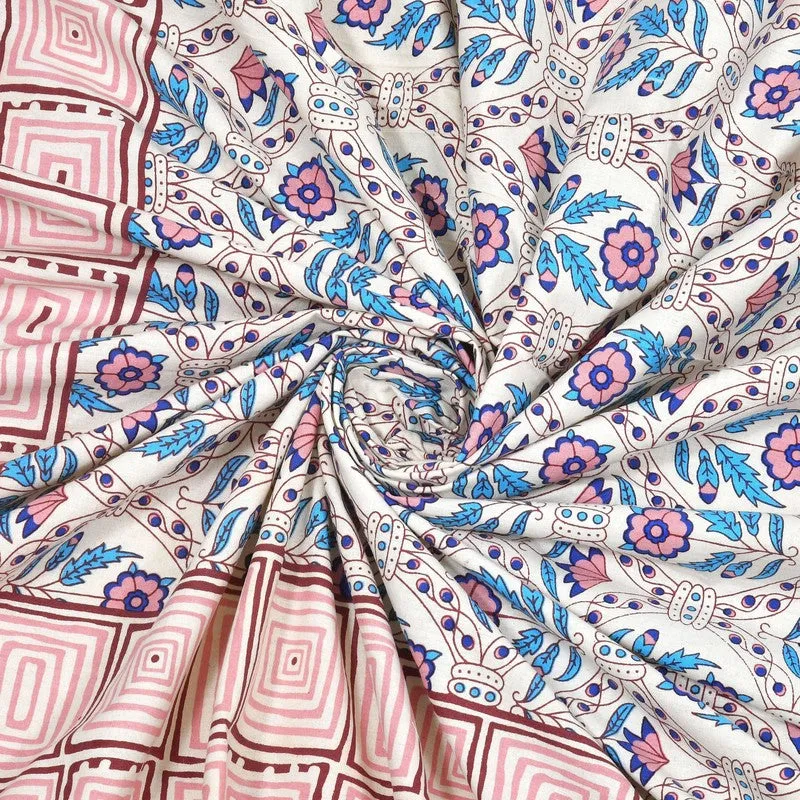 Aurao Cotton Bedsheet (Blue,Pink) - 240 TC media 5