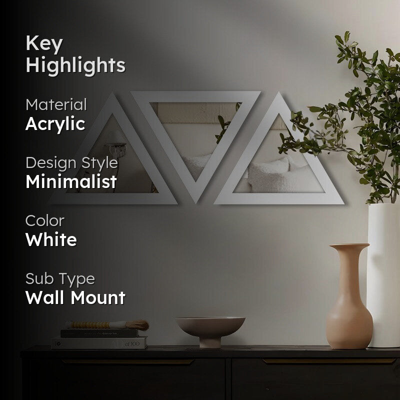 Apex Triangle Wall Mirrors (White) - Set Of Three media 2