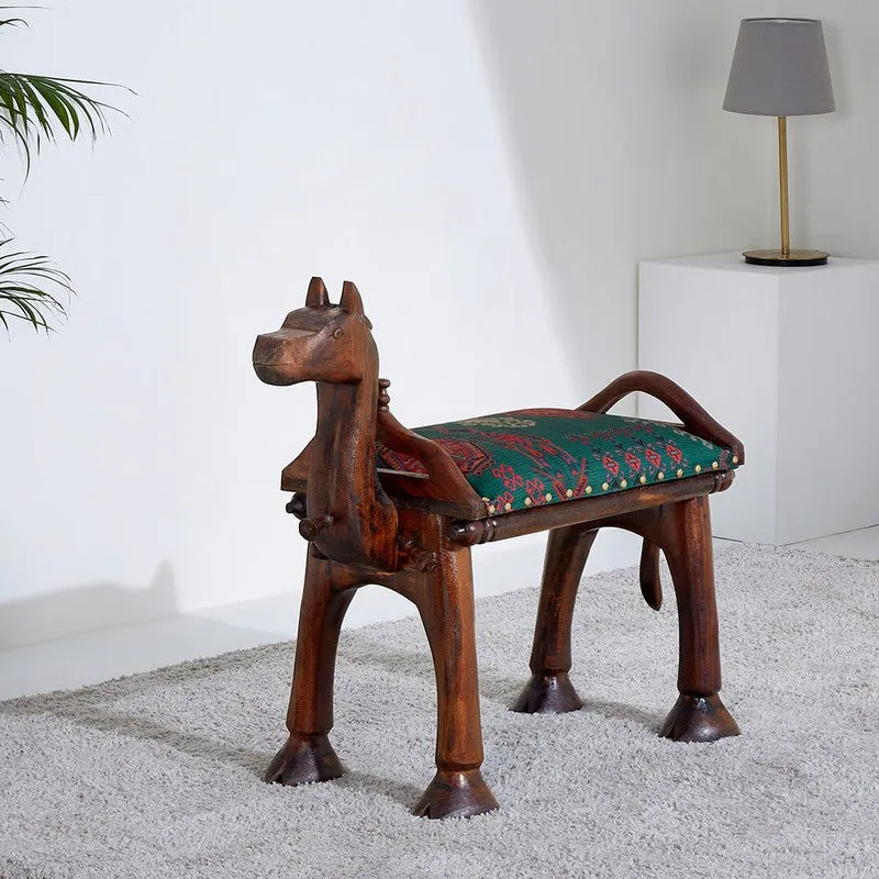 India Circus Acacia Wood Mirage Camel Pouffe media 1