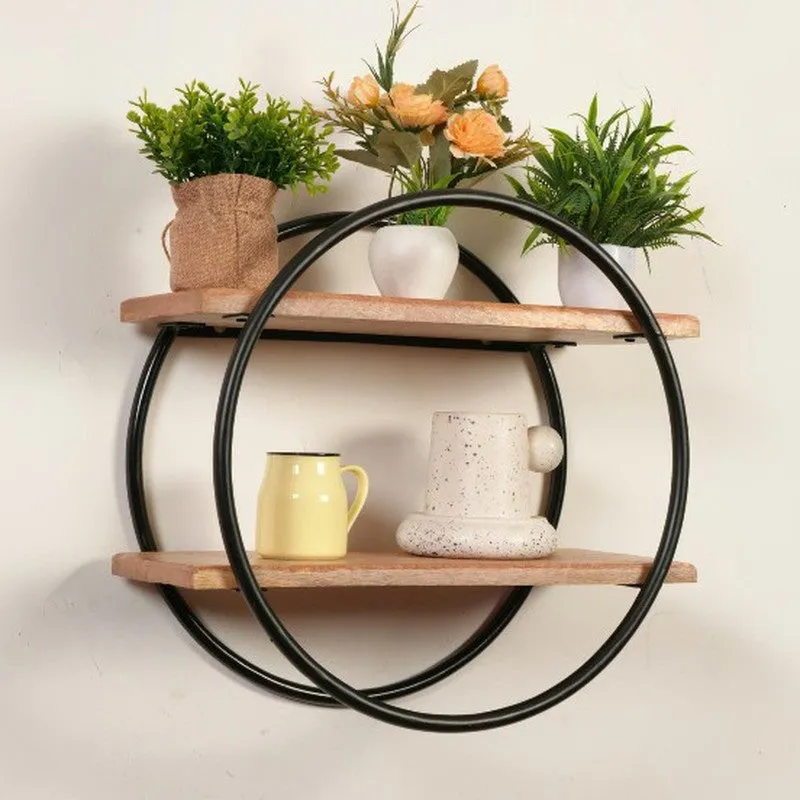 Zalvin Boho Wooden Shelves Wall Rack media 1