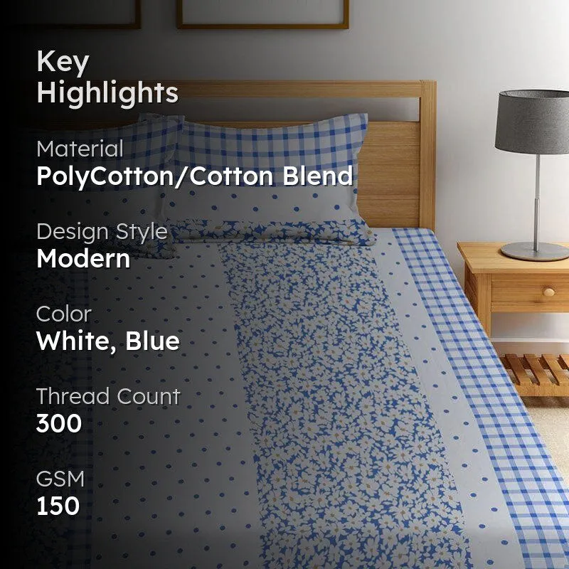 Cerulean Christella Fitted Bedsheet - 150 GSM media 2