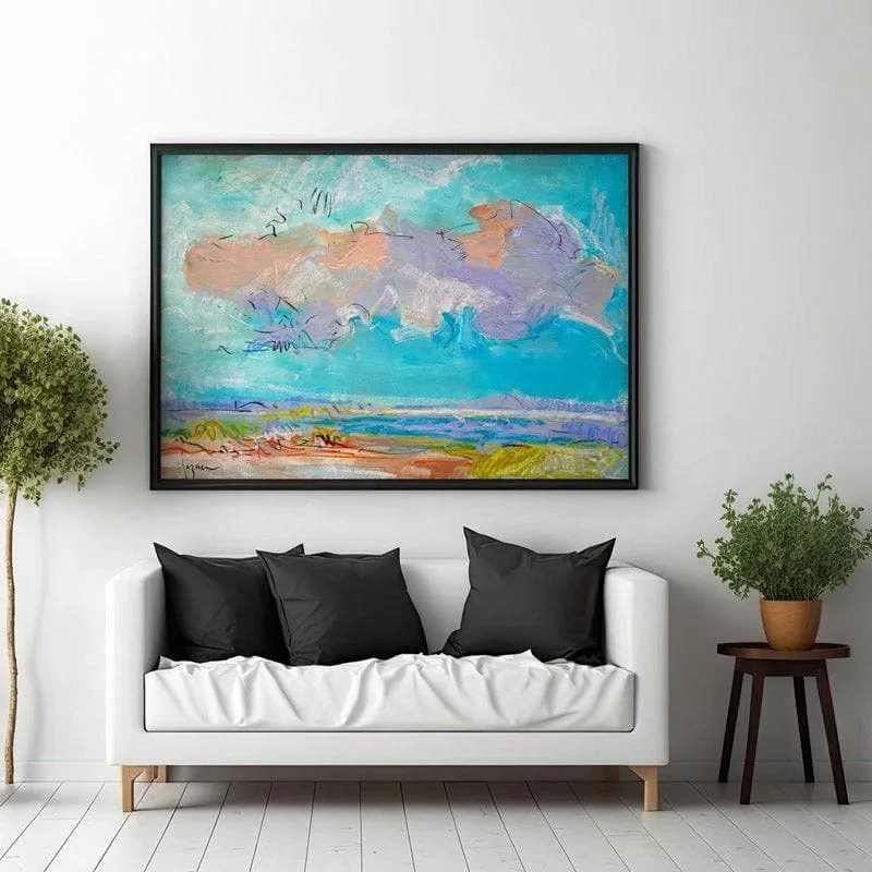 Blue Morning Canvas Wall Painting - Black Frame media 3