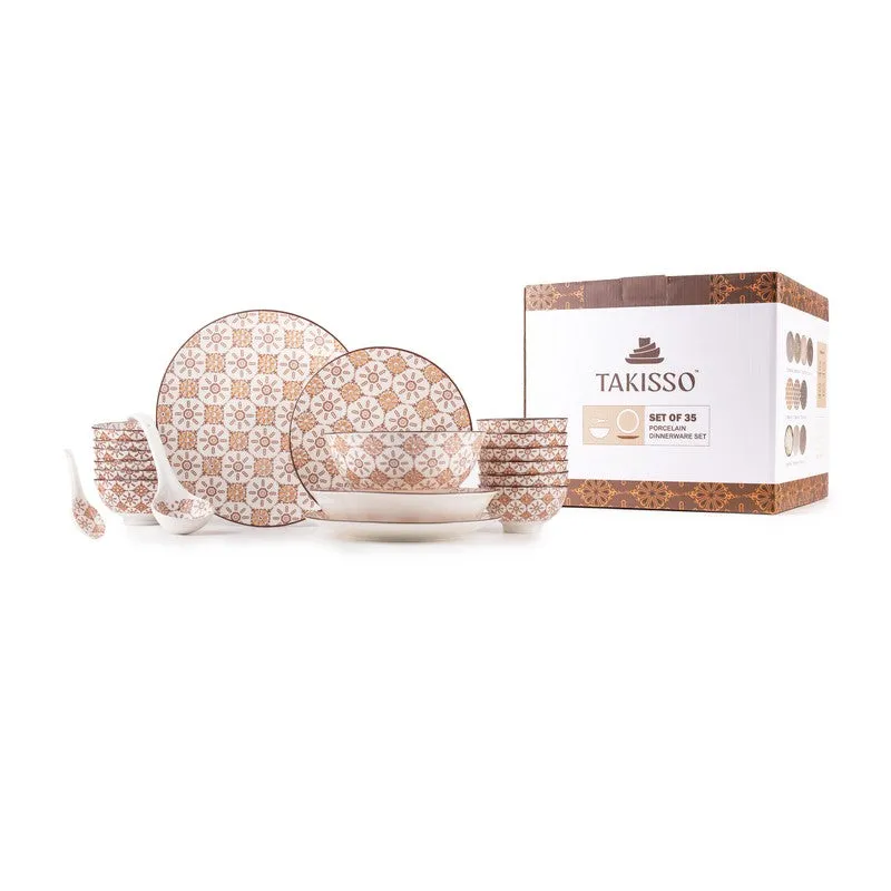 FeastTrail Porcelain Dinner Set (Brown) - 35 Piece Set media 6