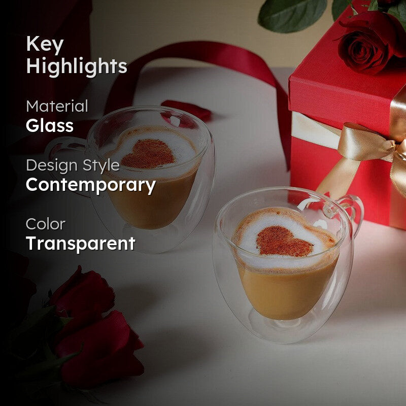 Heart Glass Coffee Mug (80 mL Each) - Set Of Two media 2