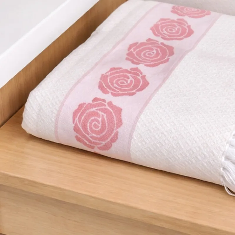 Rosette Cotton Hand & Bath Towel (Pink) - Set of Two media 5