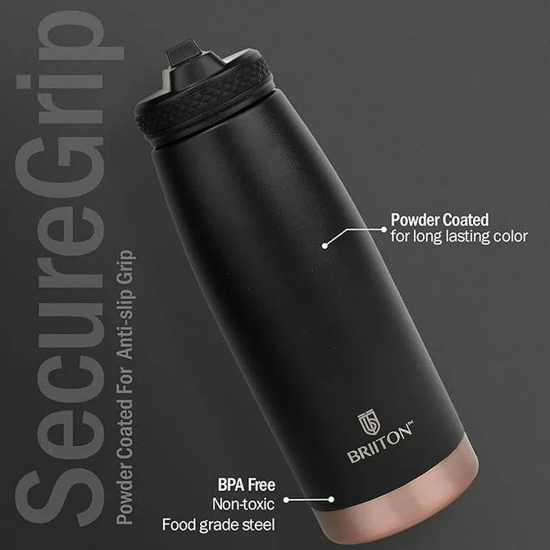 Turbo Hot & Cold Thermos Water Bottle (Black & Blue, 1000 mL Each) - Set Of Two media 6