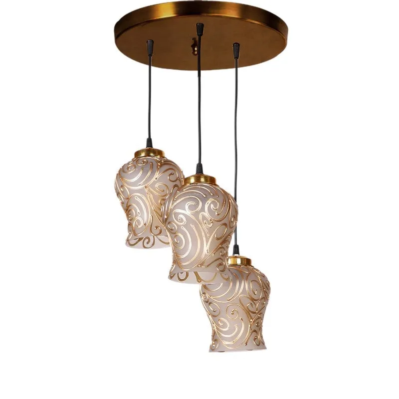 Zariya Glass Ceiling Lamp - White & Gold media 3