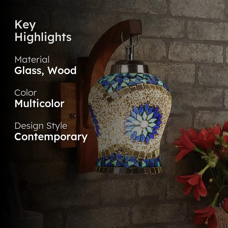Prita Forma Mosaic Glass & Wooden Wall Lamp media 2