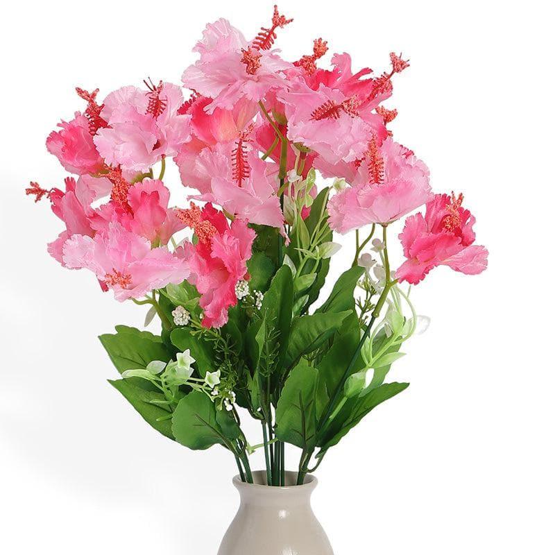 Faux Hibiscus Floral Bunch (Pink) - Set Of Two media 4
