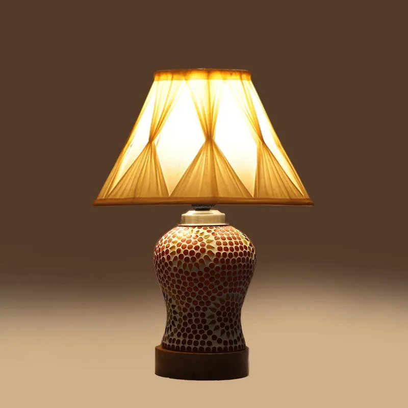 Aranya Smocked Wooden Table Lamp - Multicolor media 7
